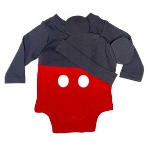 Walt Disney Mickey Mouse Onesie & Matching Hat NWOT